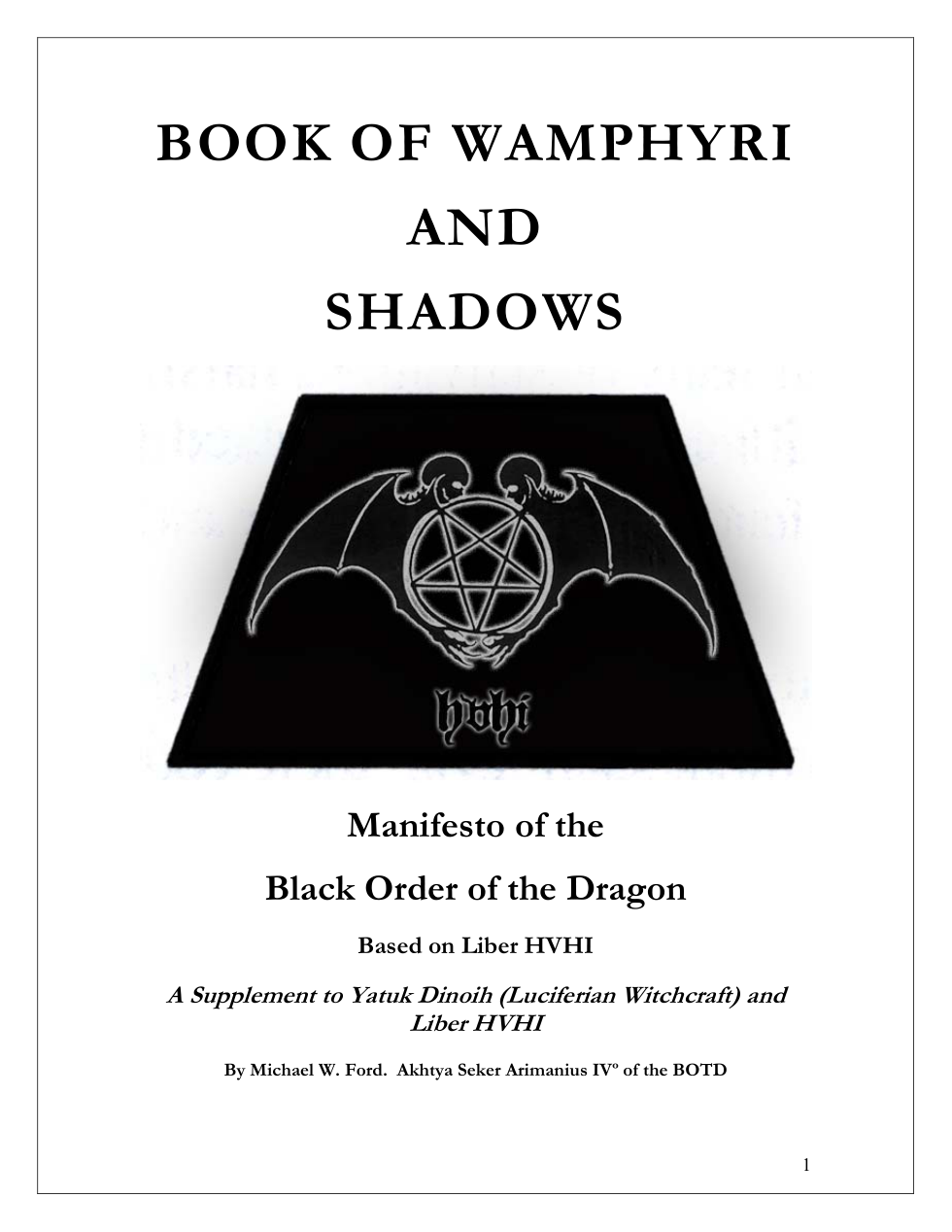 Ford, Michael - Book of Wamphyri and Shadows cover