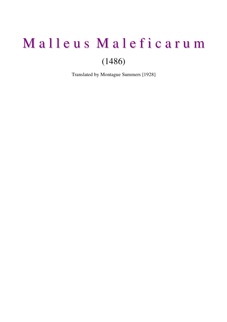 Malleus Maleficarum cover