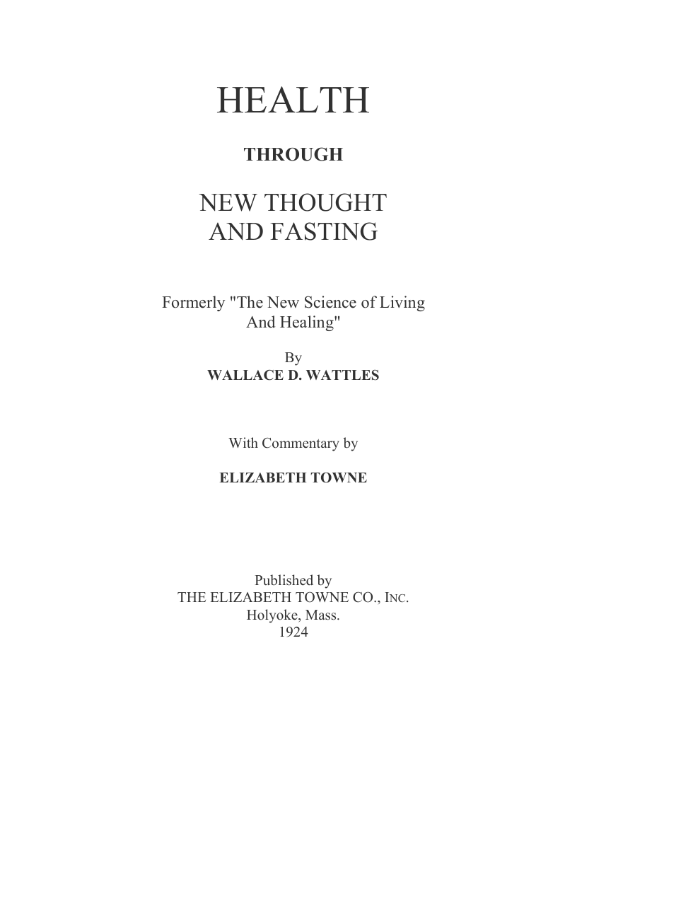 Wallace D Wattles - Fasting cover