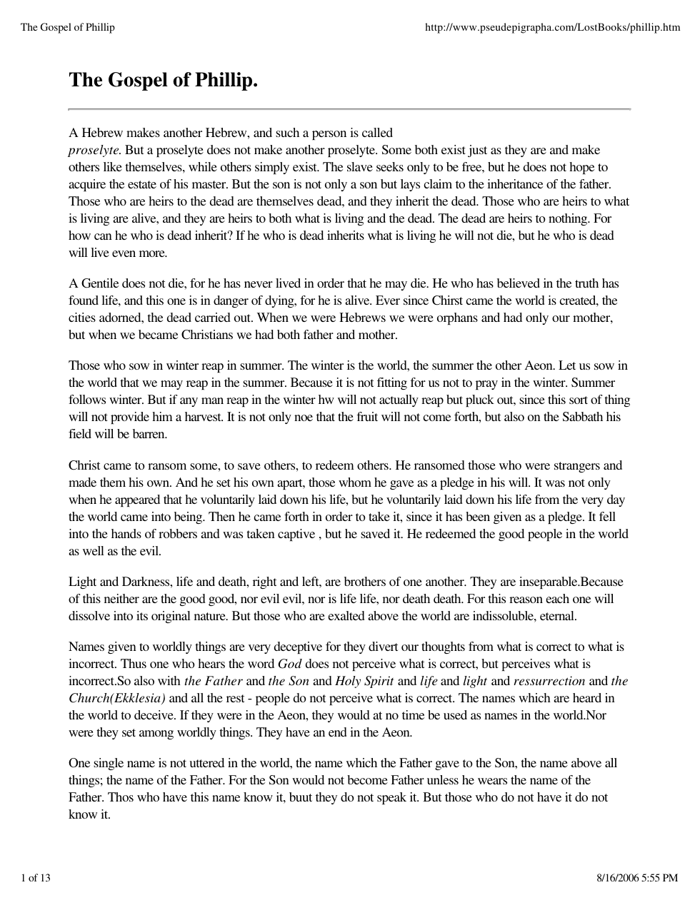 Gospel of Phillip cover