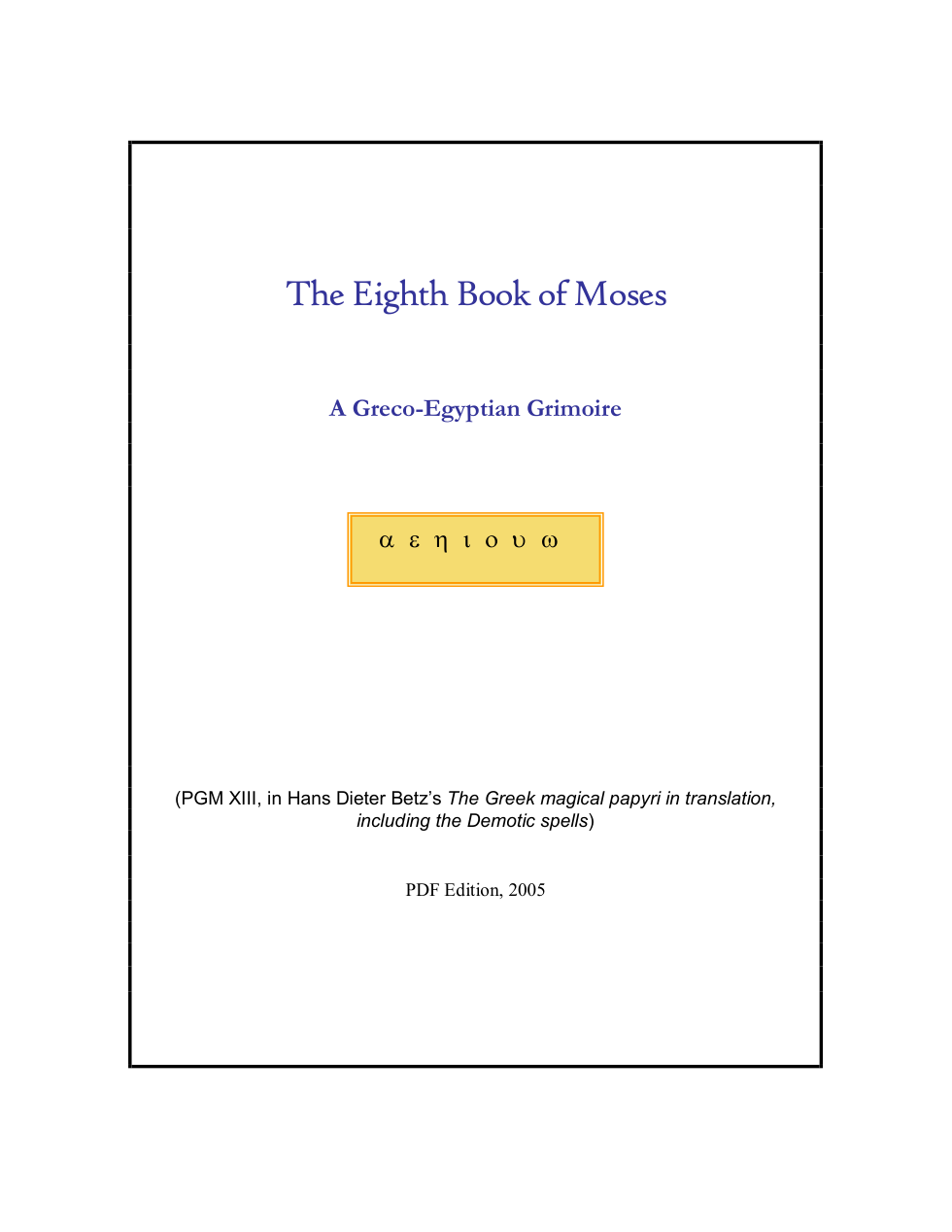 Eighth Book of Moses cover