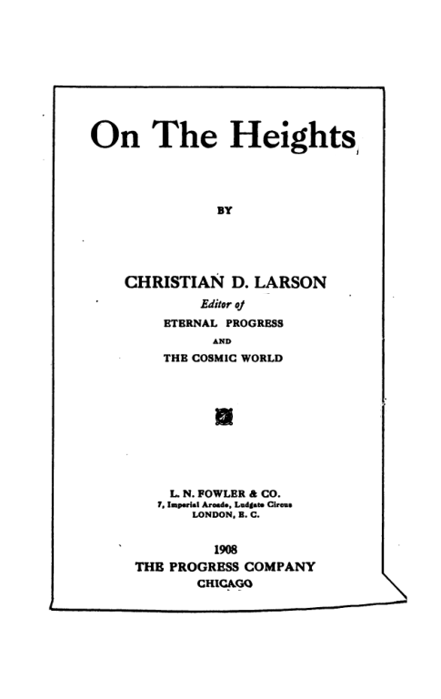 On the Heights - C D Larson cover