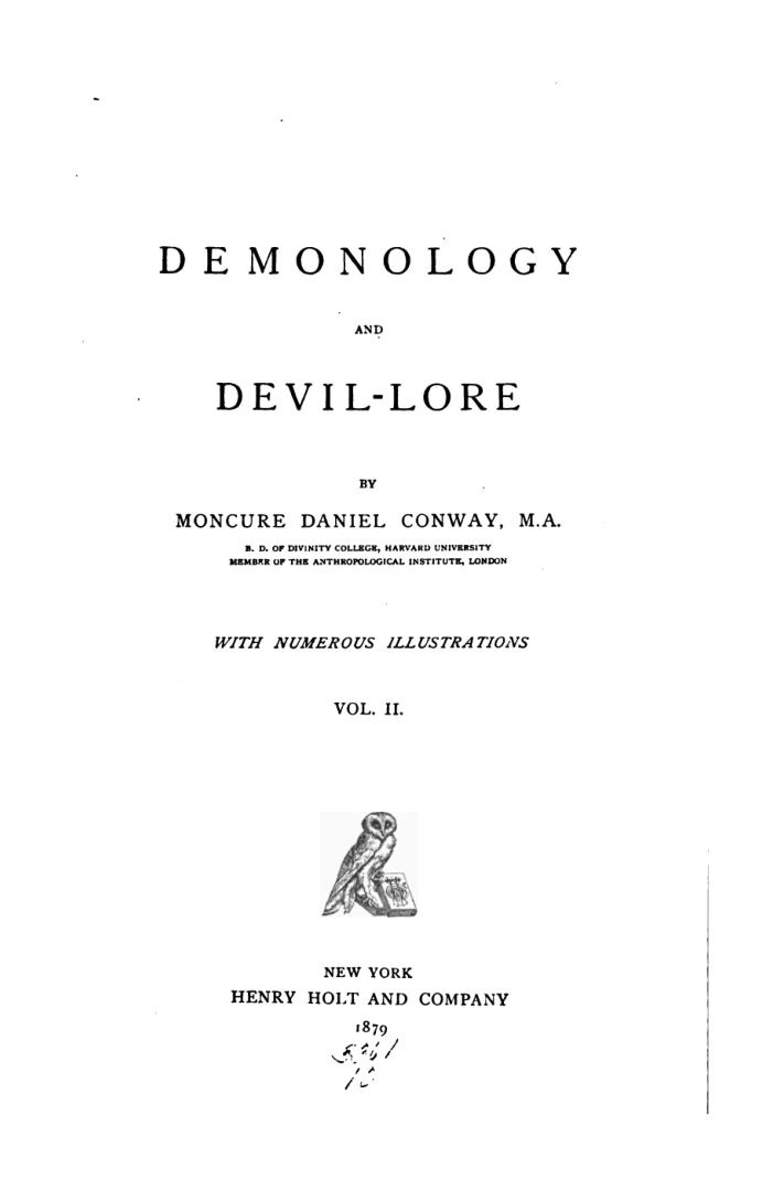 Demonology & Devil Lore Vol II - M D Conway cover