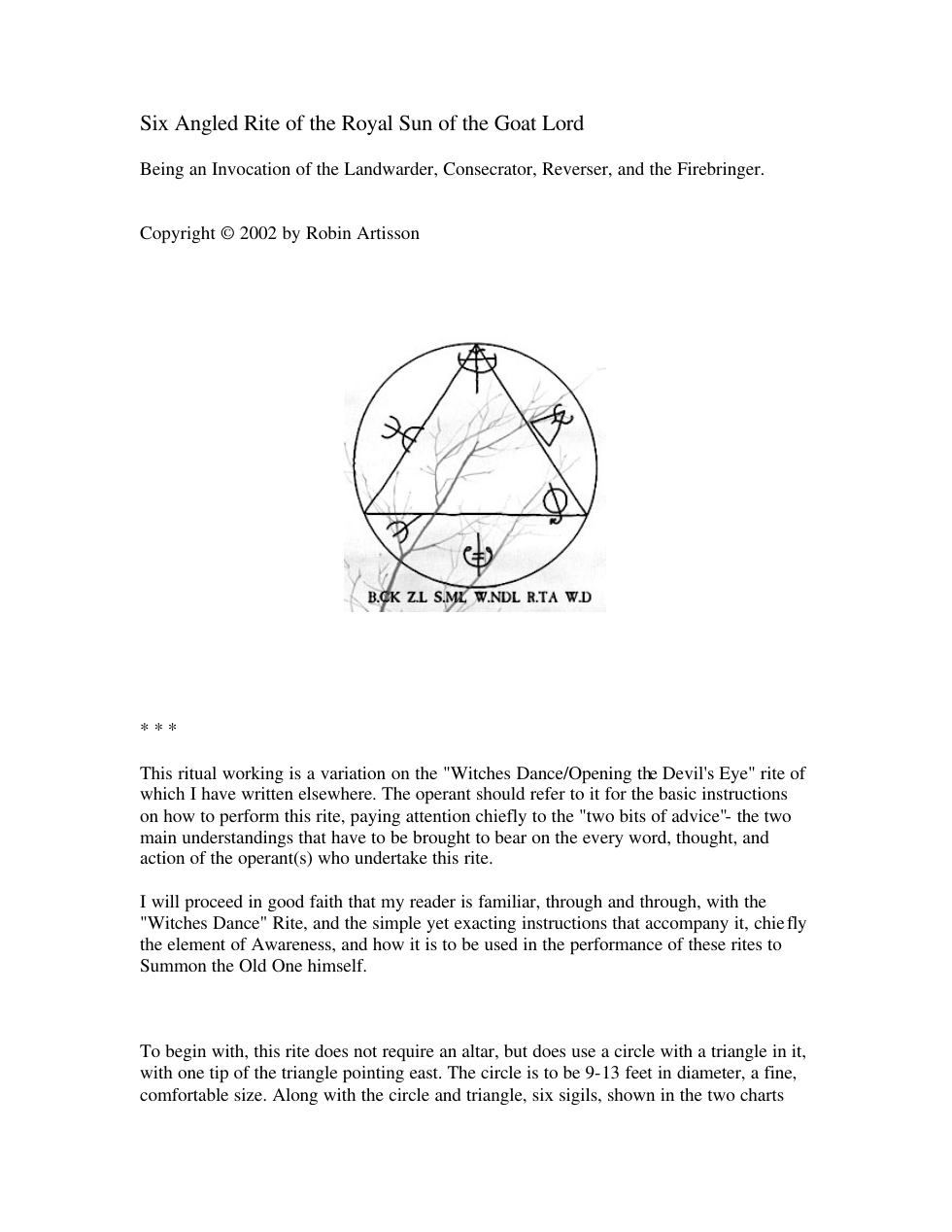 Six Angled Rite of the Royal Sun of the Goat Lord cover