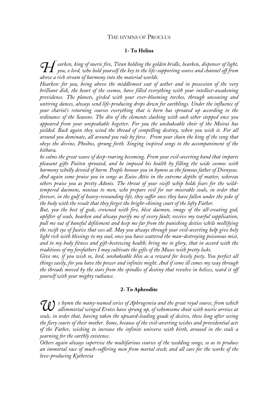 The hymns of Proclus cover