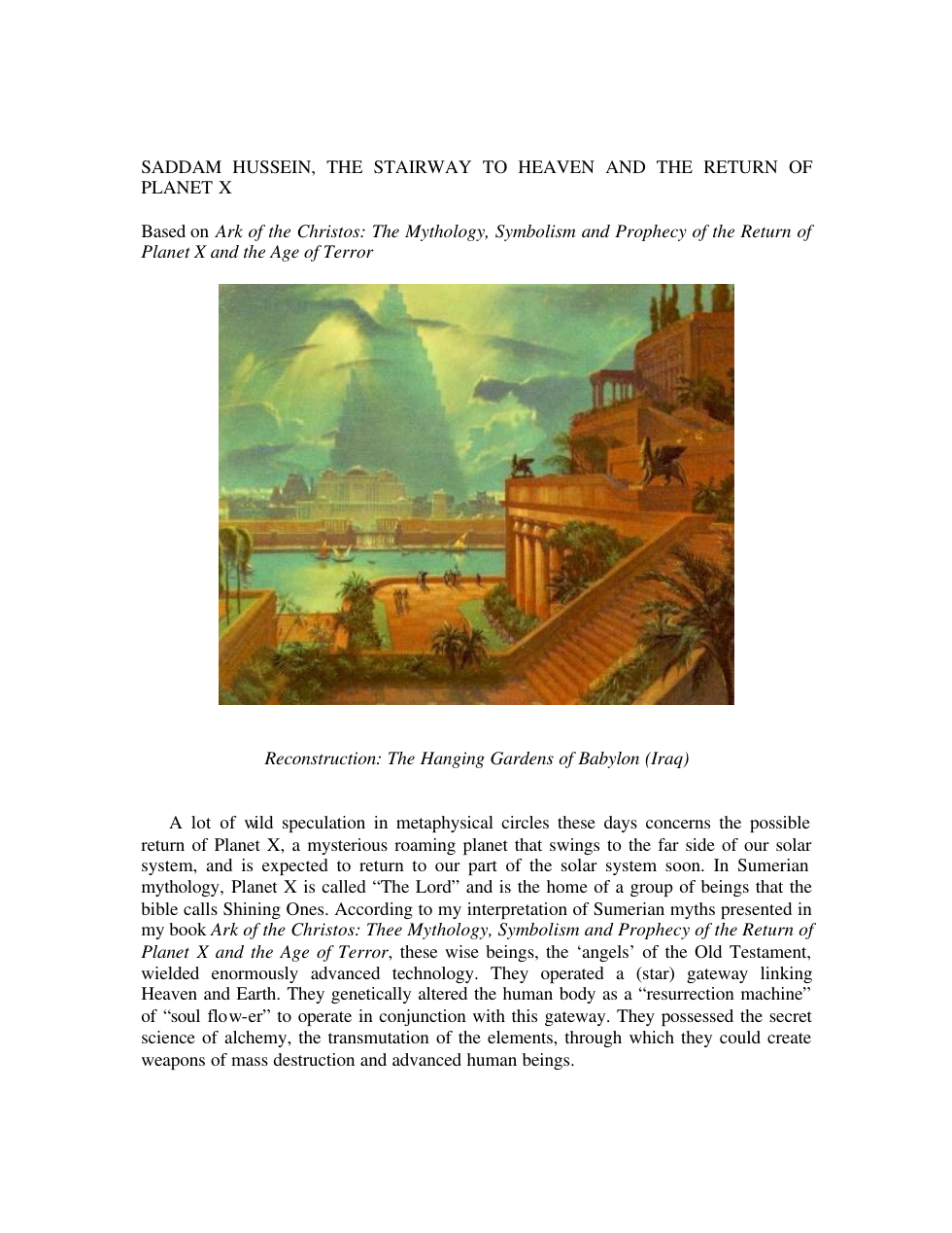 Saddam Hussein, The Stairway To Heaven And The Return Of Planet X cover