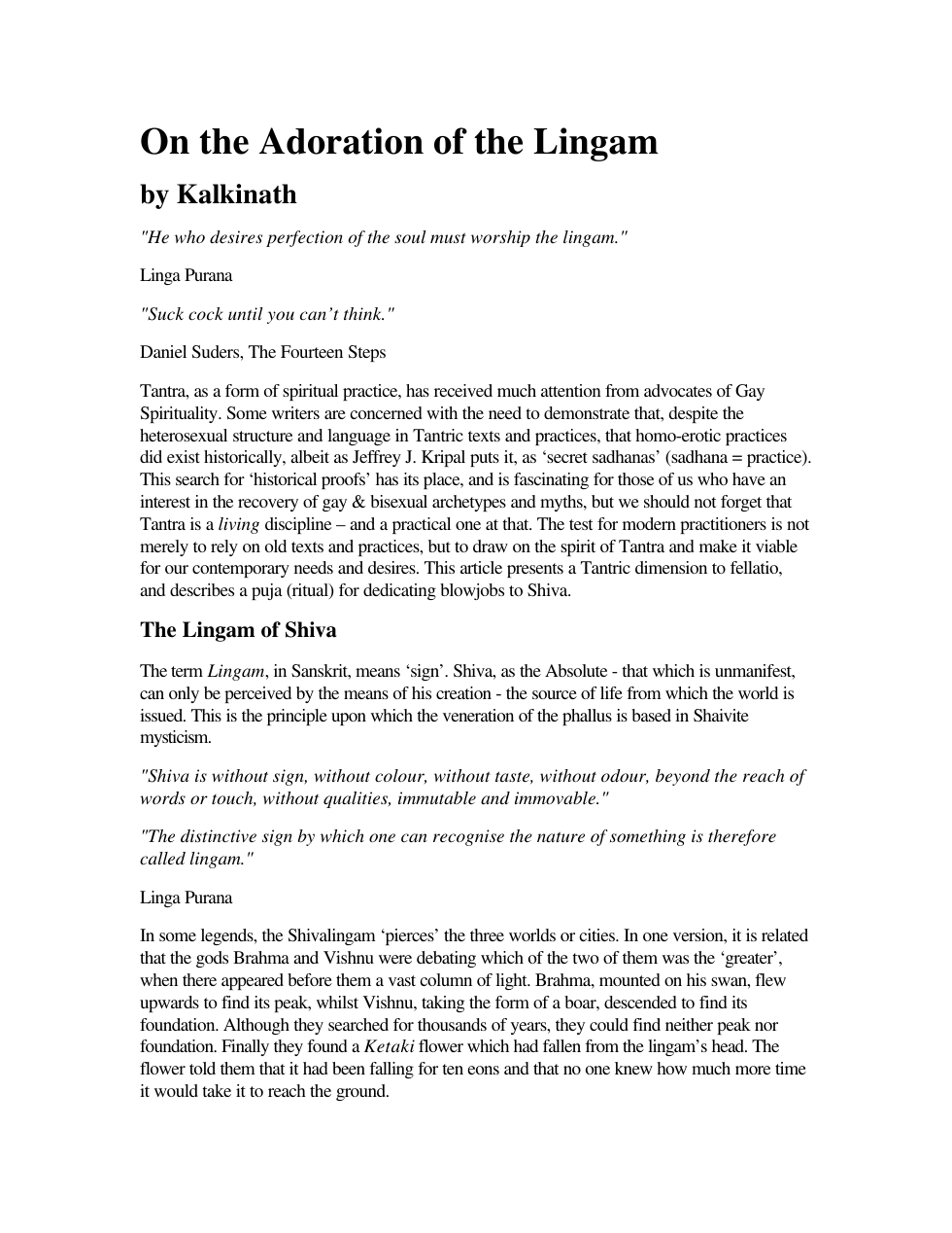 Kalkinath - Adoration of the Lingam cover
