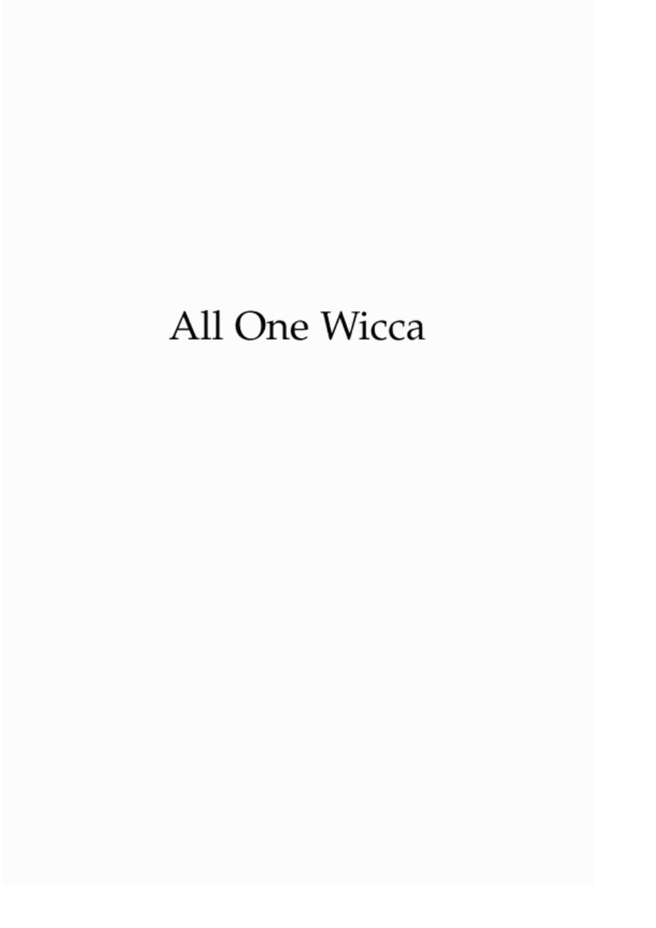 All One Wicca cover