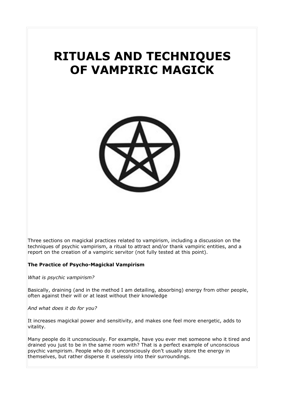 Rituals and Techniques of Vampiric Magick cover