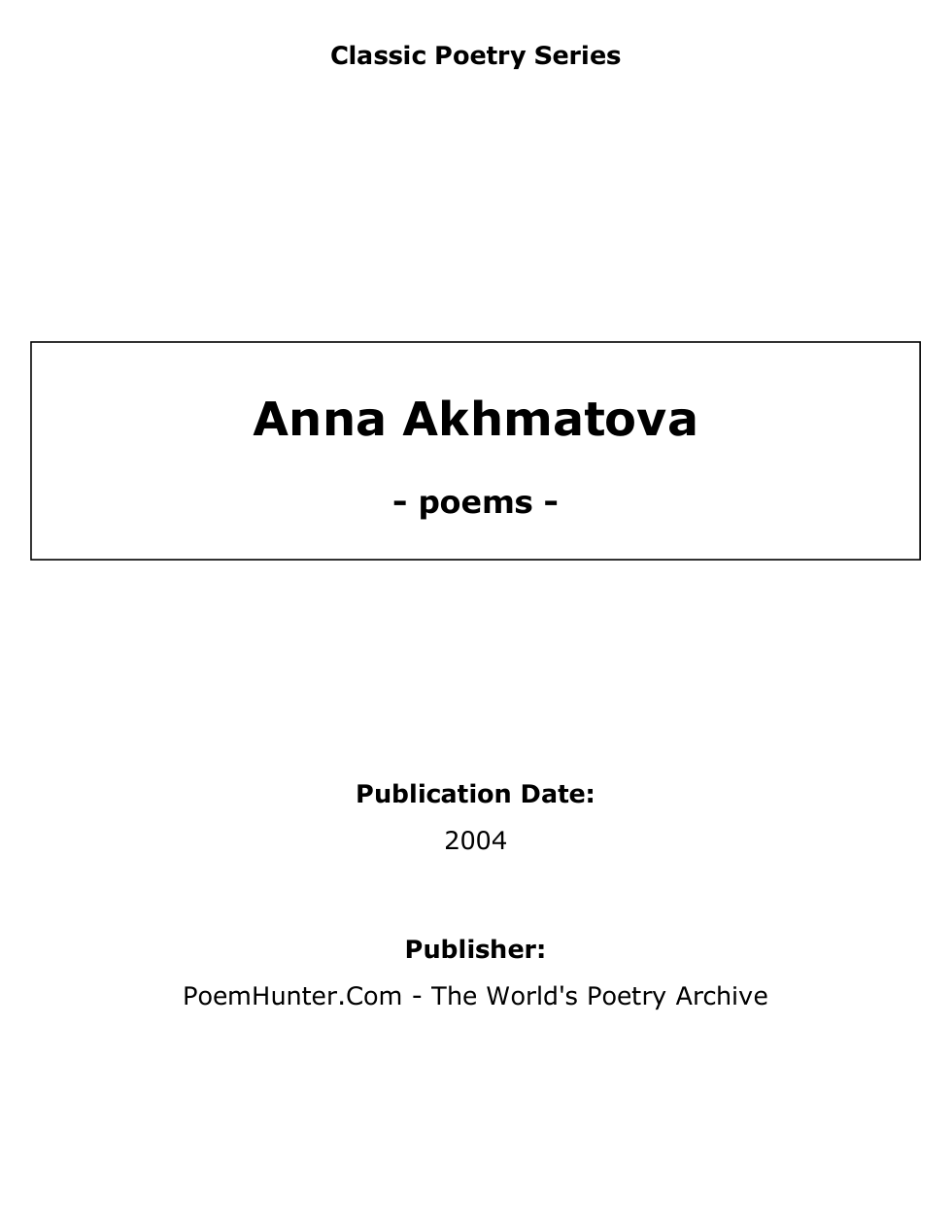 Anna Akhmatova - Poems cover