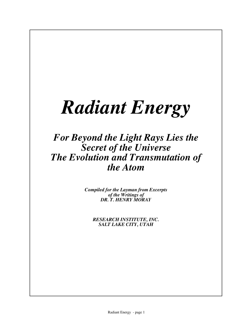 Radiant Energy Moray cover