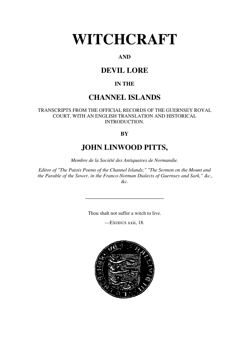 Witchcraft & Devil Lore In The Channel Islands - J Pitts cover