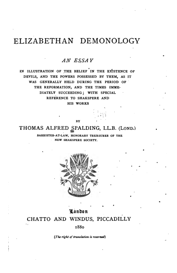 Elizabethan Demonology - T A Spalding cover