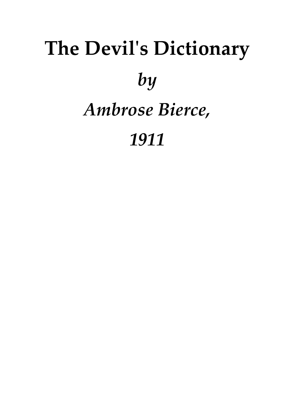 The Devil's Dictionary - A Bierce cover