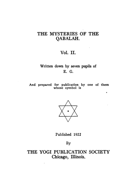 The Mysteries Of The Qabbalah - Vol II - E Gewurz cover