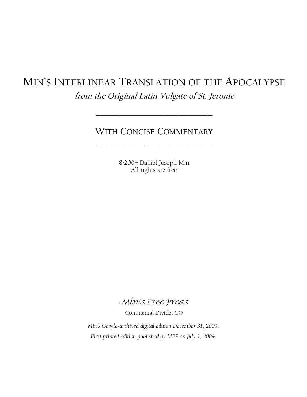 Min's Interlinear Apocalypse cover