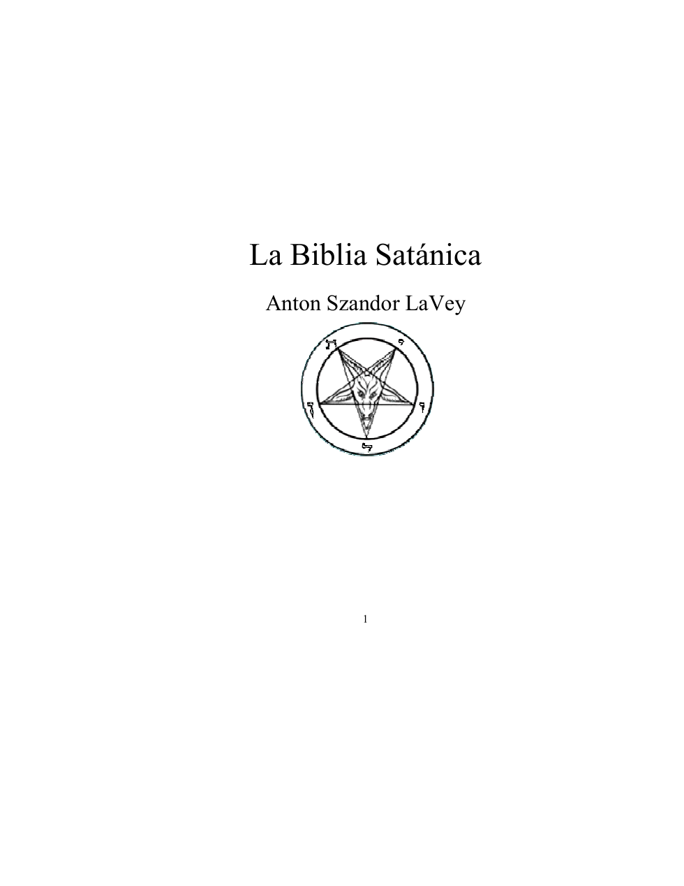 La Biblia Satanica - Anton Szandor La Vey cover