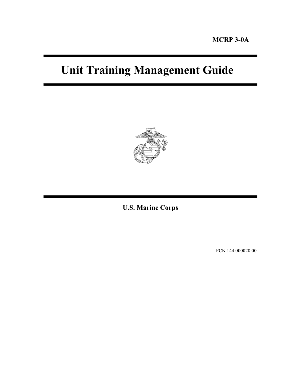 MCRP 3-0A Unit Training Management Guide cover