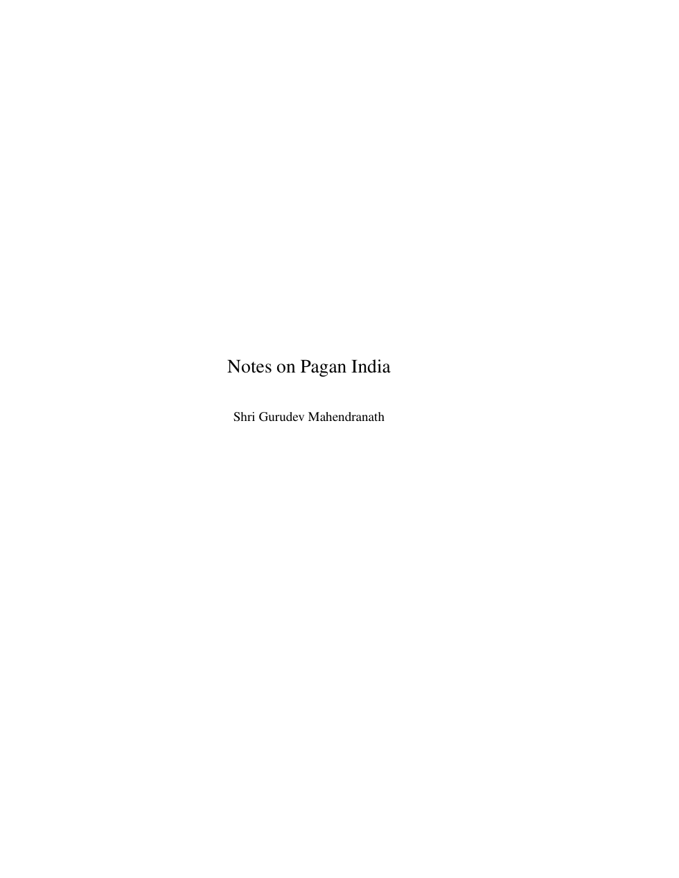 Notes on Pagan India cover