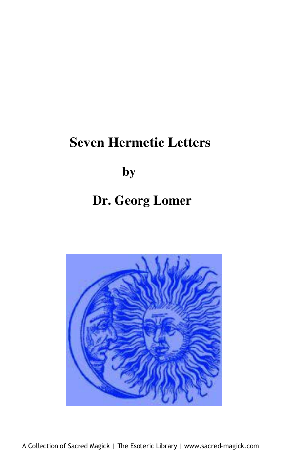 7 Hermetic Letters Georg Lomer cover