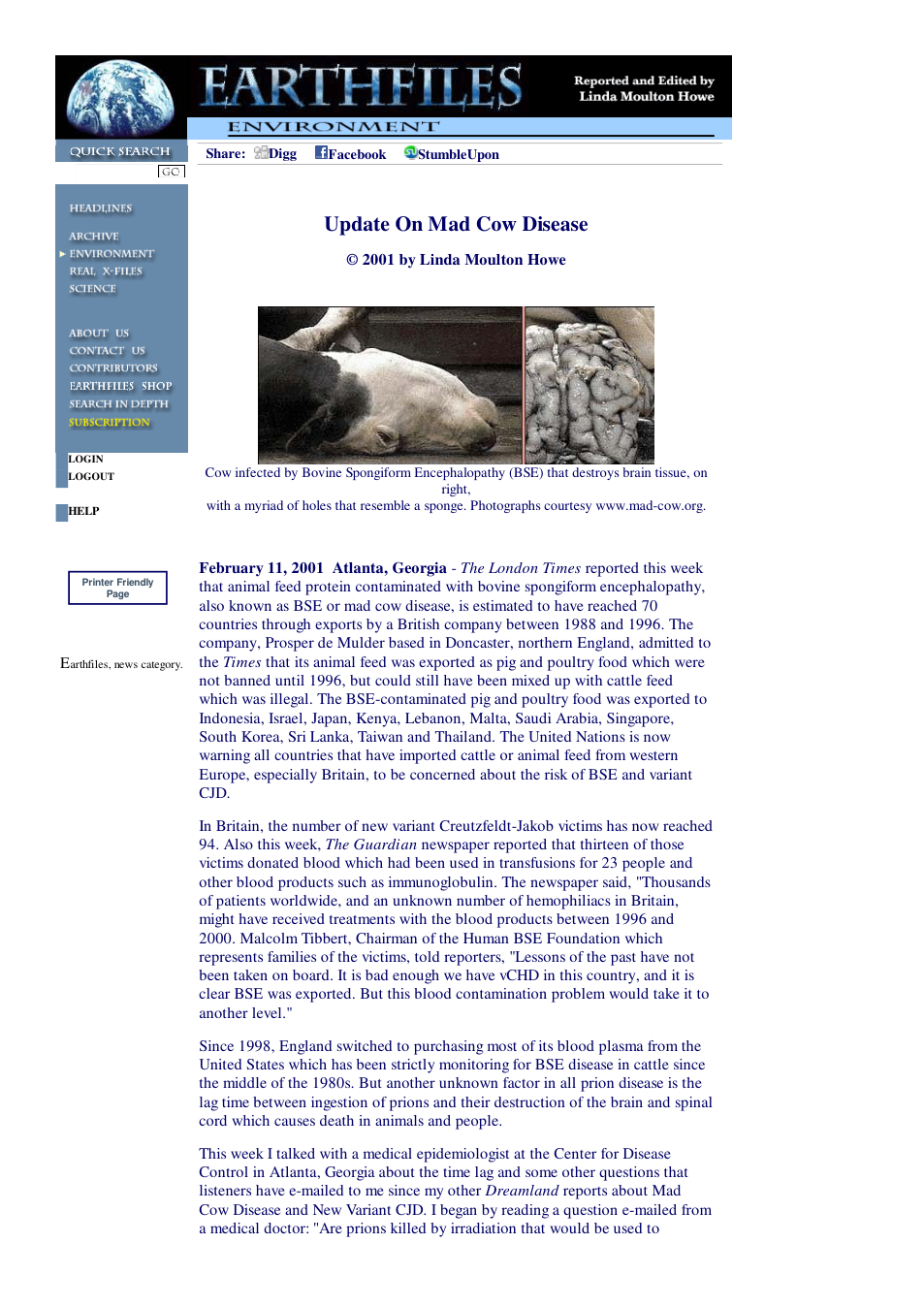 02 11 2001 Update On Mad Cow Disease cover