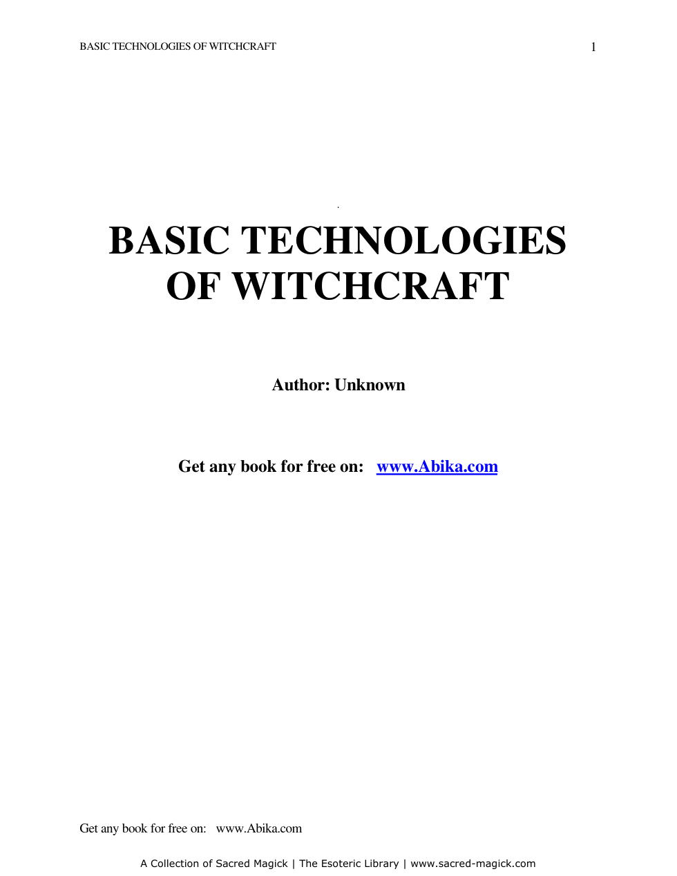 Basic Technologies of Witchcraft cover
