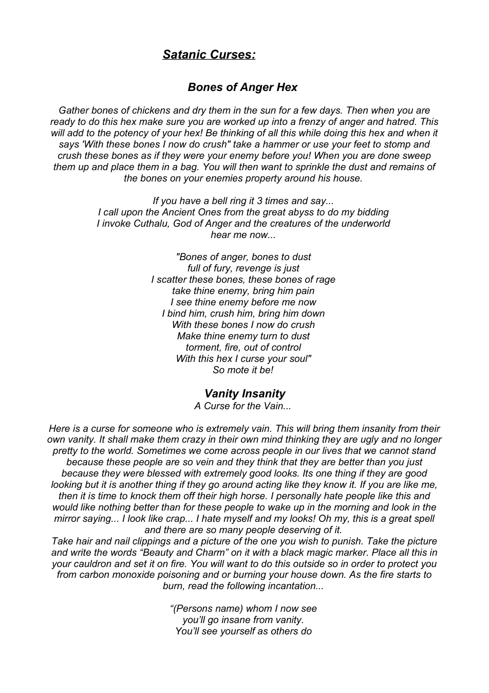 Satanic Curses cover