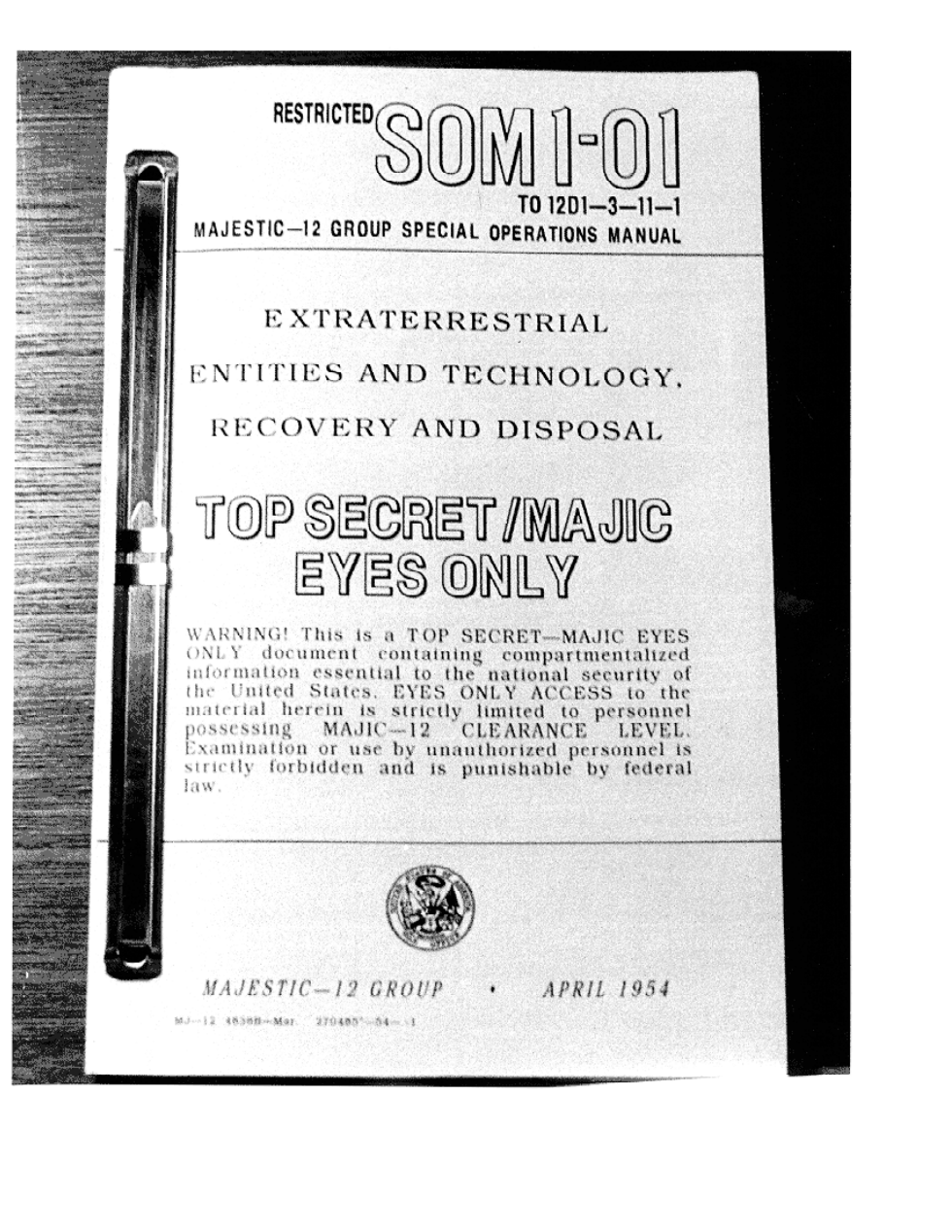 ARMY - Korea - UFO Official Manual 1954 25 pages cover