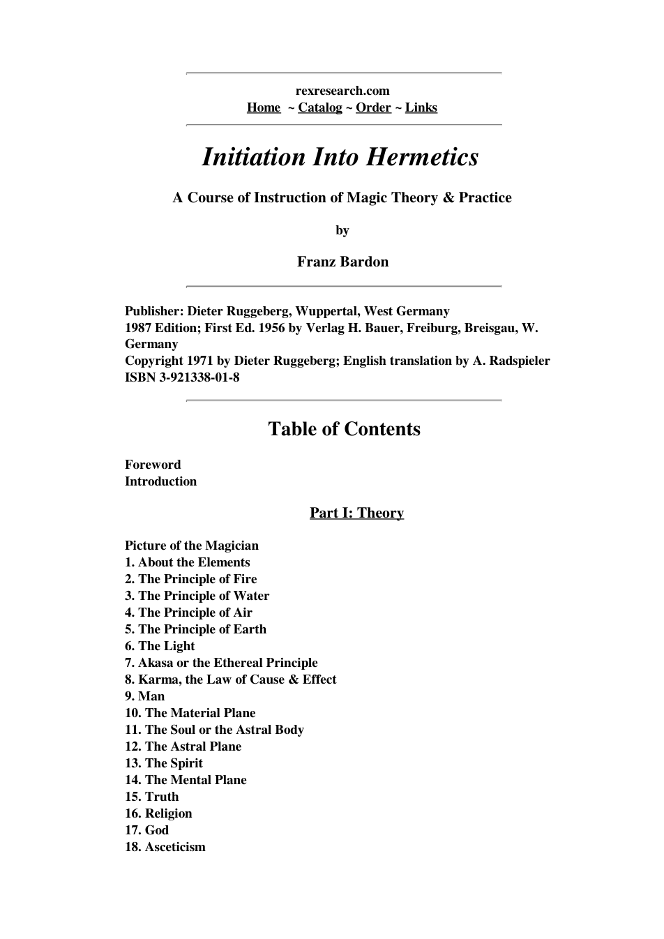 Franz Bardon - Initiation Into Hermetics cover