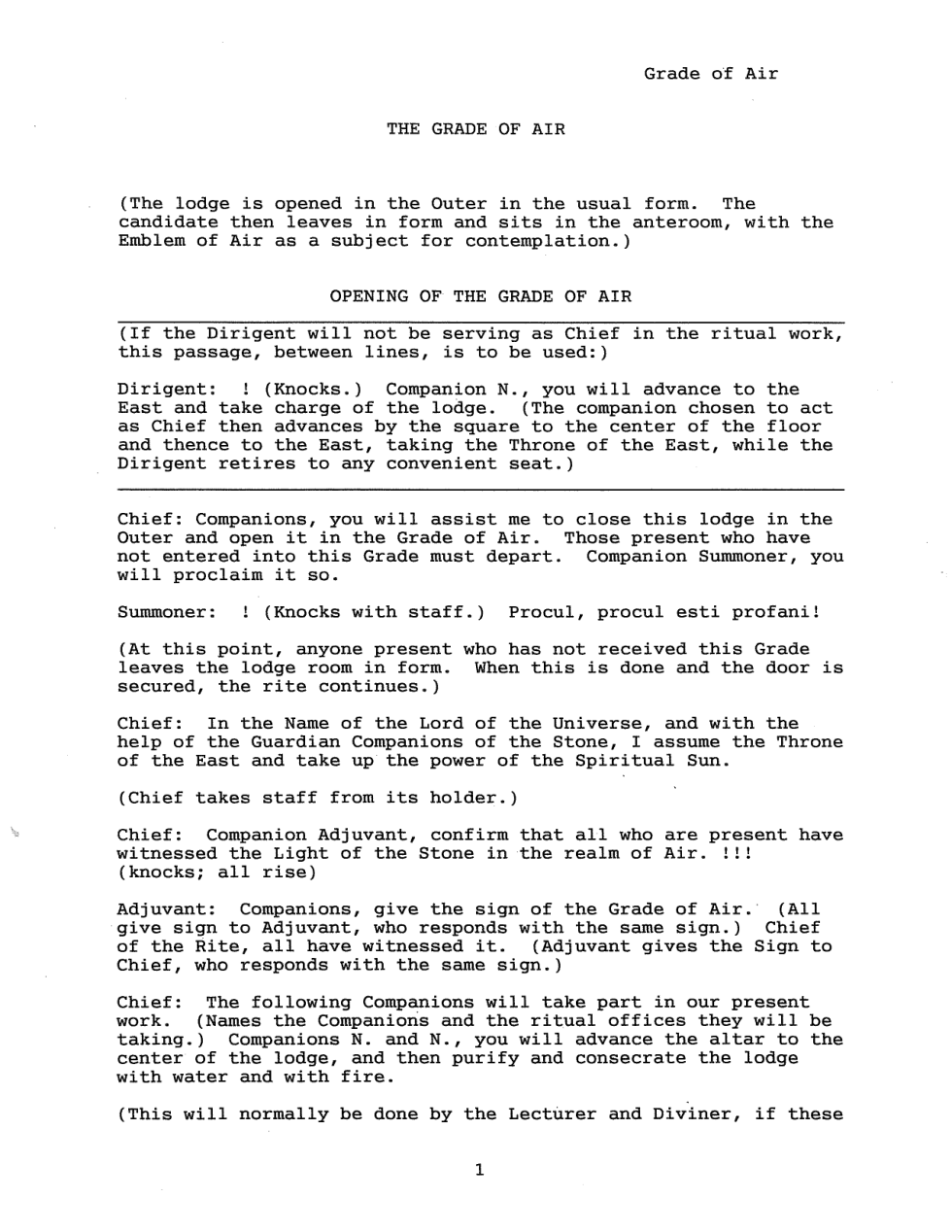 The Grade of Air - 1997 Draft cover