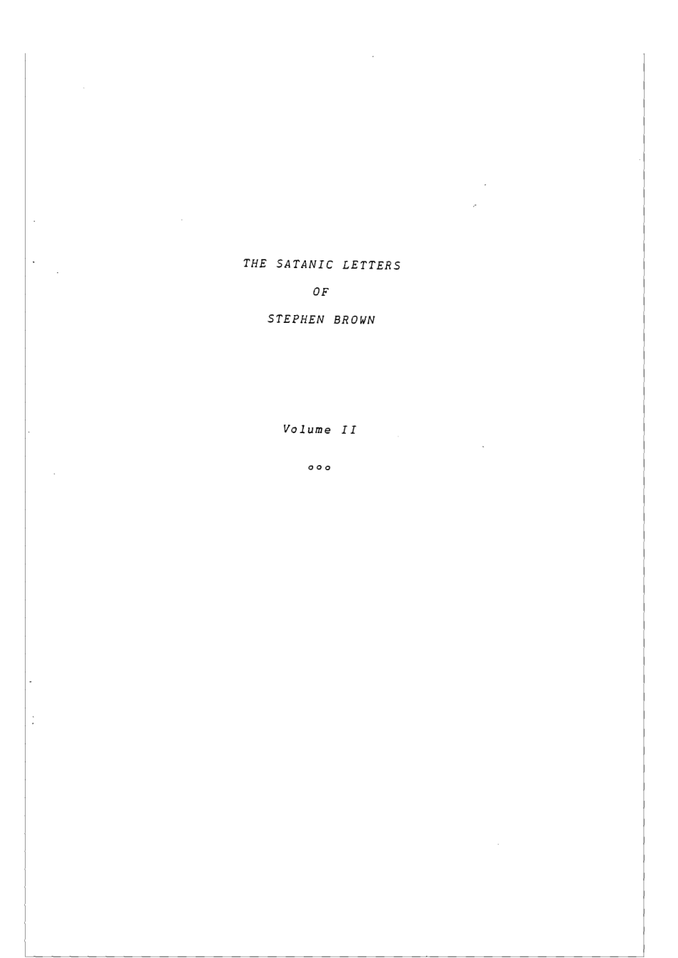 ONA - The Satanic Letters of Stephen Brown II cover