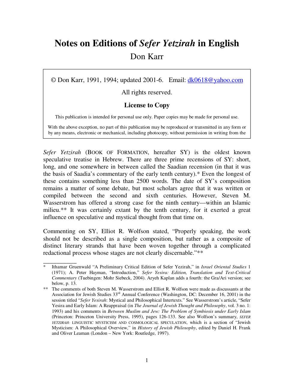 Sepher Yetzirah - Notes on Editions in English cover