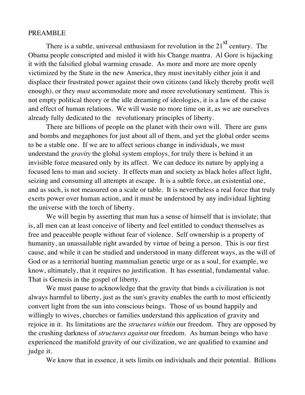 Preamble cover