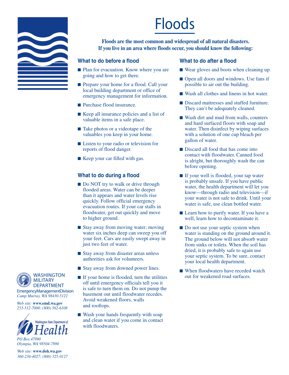 FEMA Floods 1 page cover