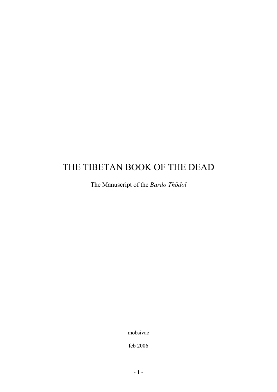 Tibetan Book Of The Dead cover