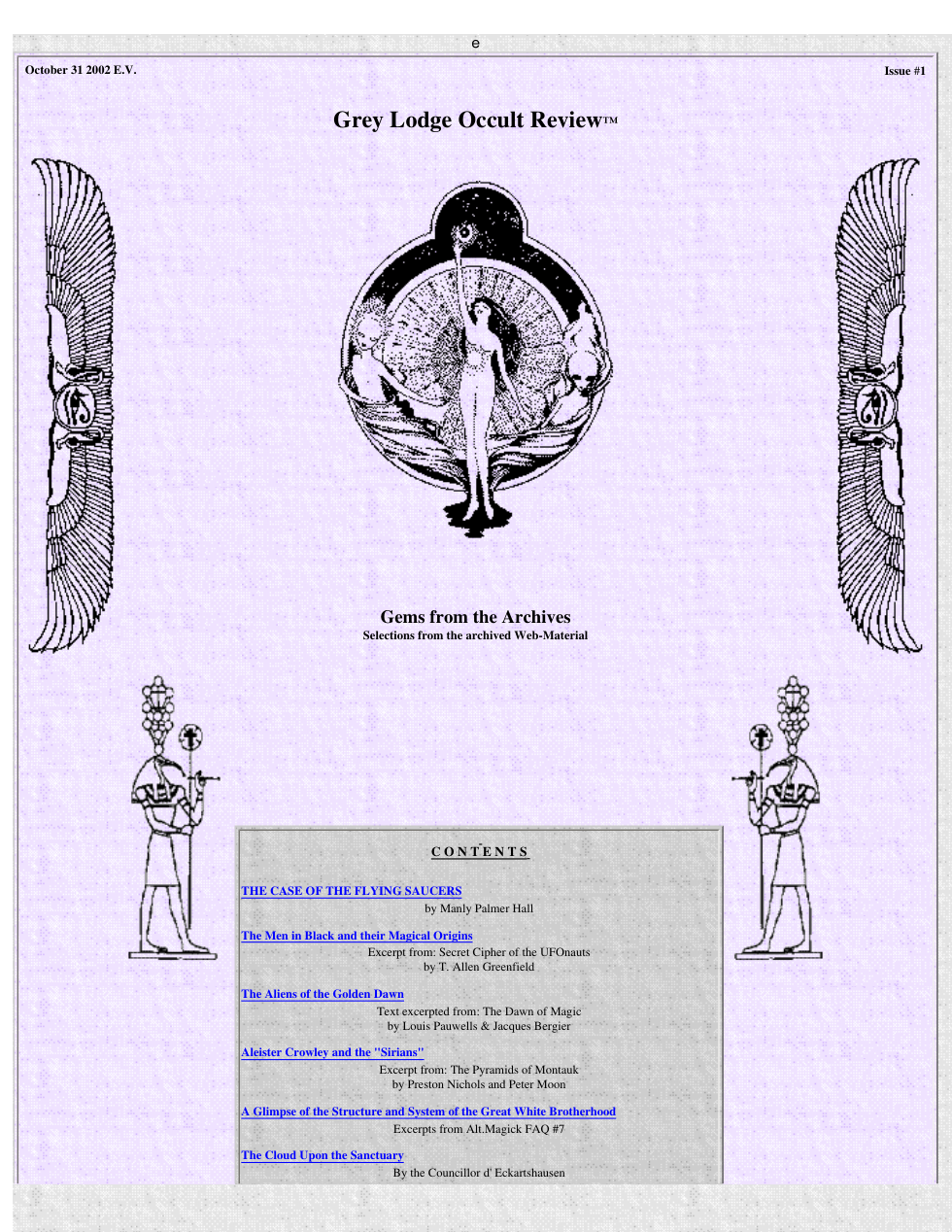 Grey Lodge Occult Review Vol I Issue I cover