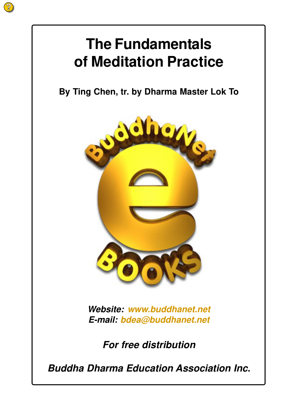 Buddhism - Fundamentals of Meditation cover