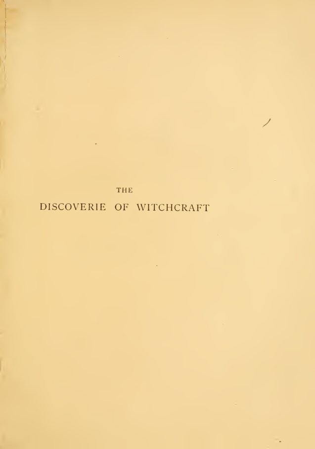 The Discoverie Of Witchcraft(1886) cover