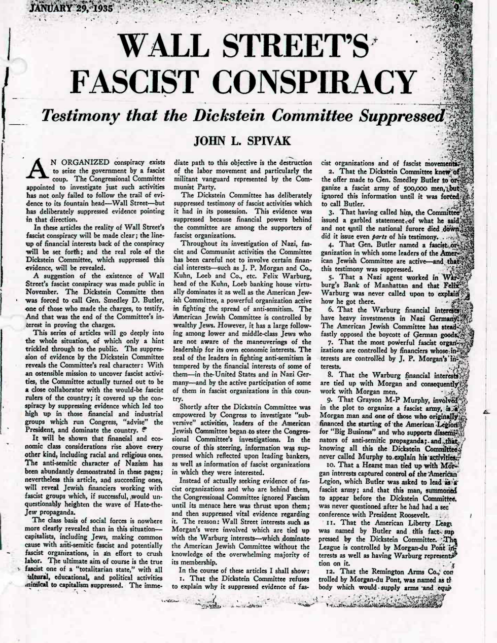 Wall Street Fascist Conspiracy cover