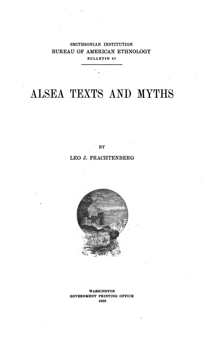 Alsea Texts & Myths - L Frachtenberg cover