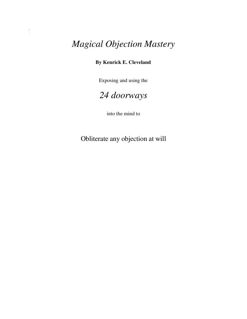 Magical Objection Mastery - Kenrick Cleveland cover