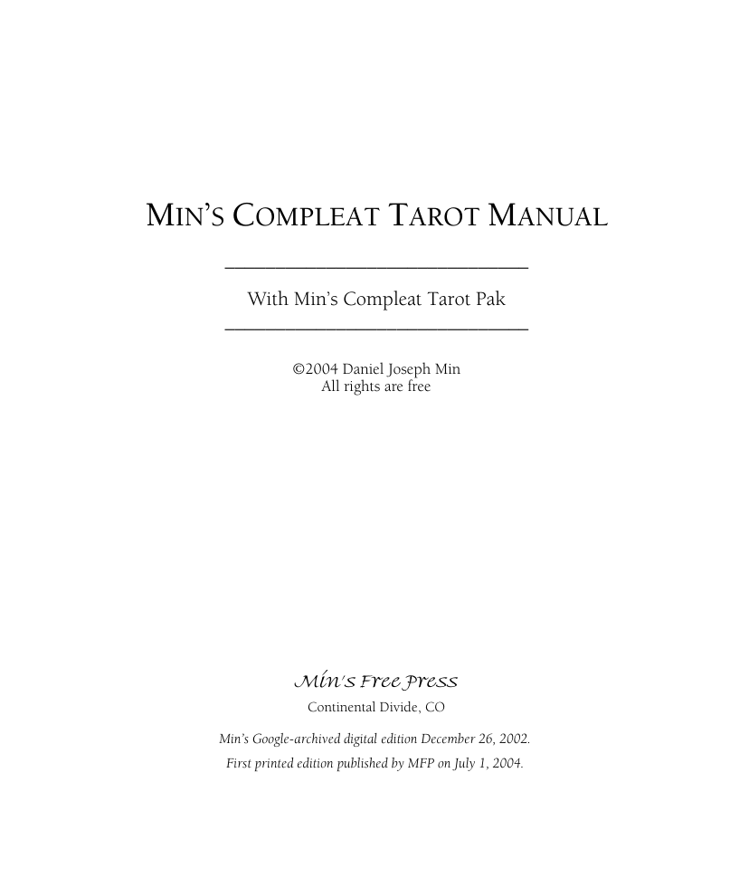Min's Compleat Tarot Manual cover
