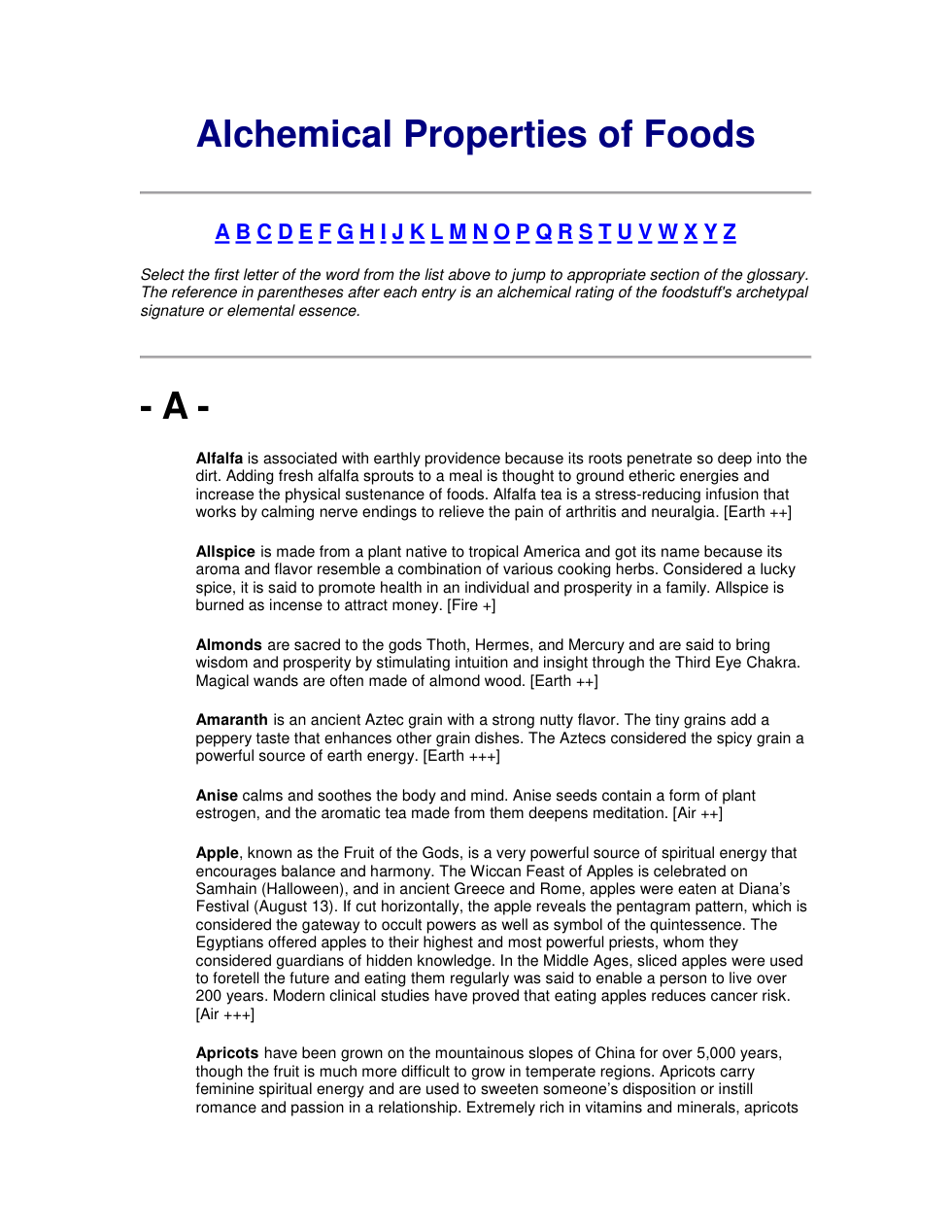 Alchemical Properties of Foods cover