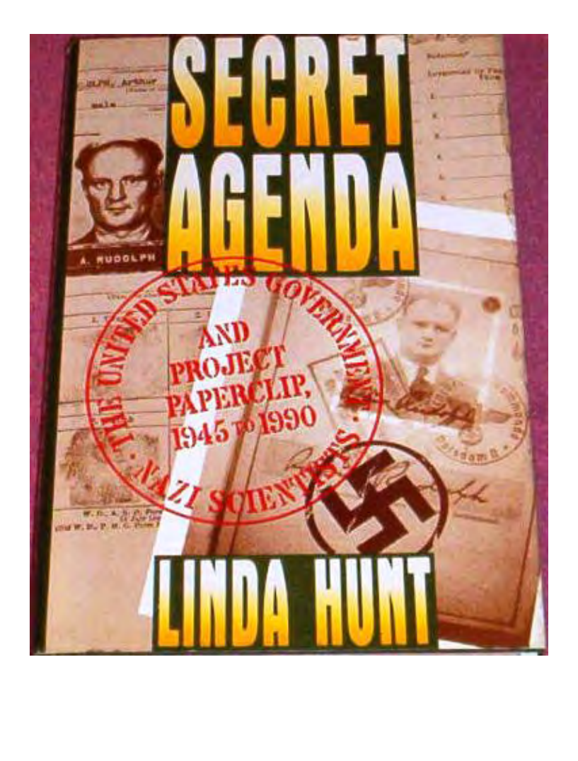 Hunt - Secret Agenda - The US Government, Nazi Scientists and Project Paperclip, 1945 to 1990 (1990) cover
