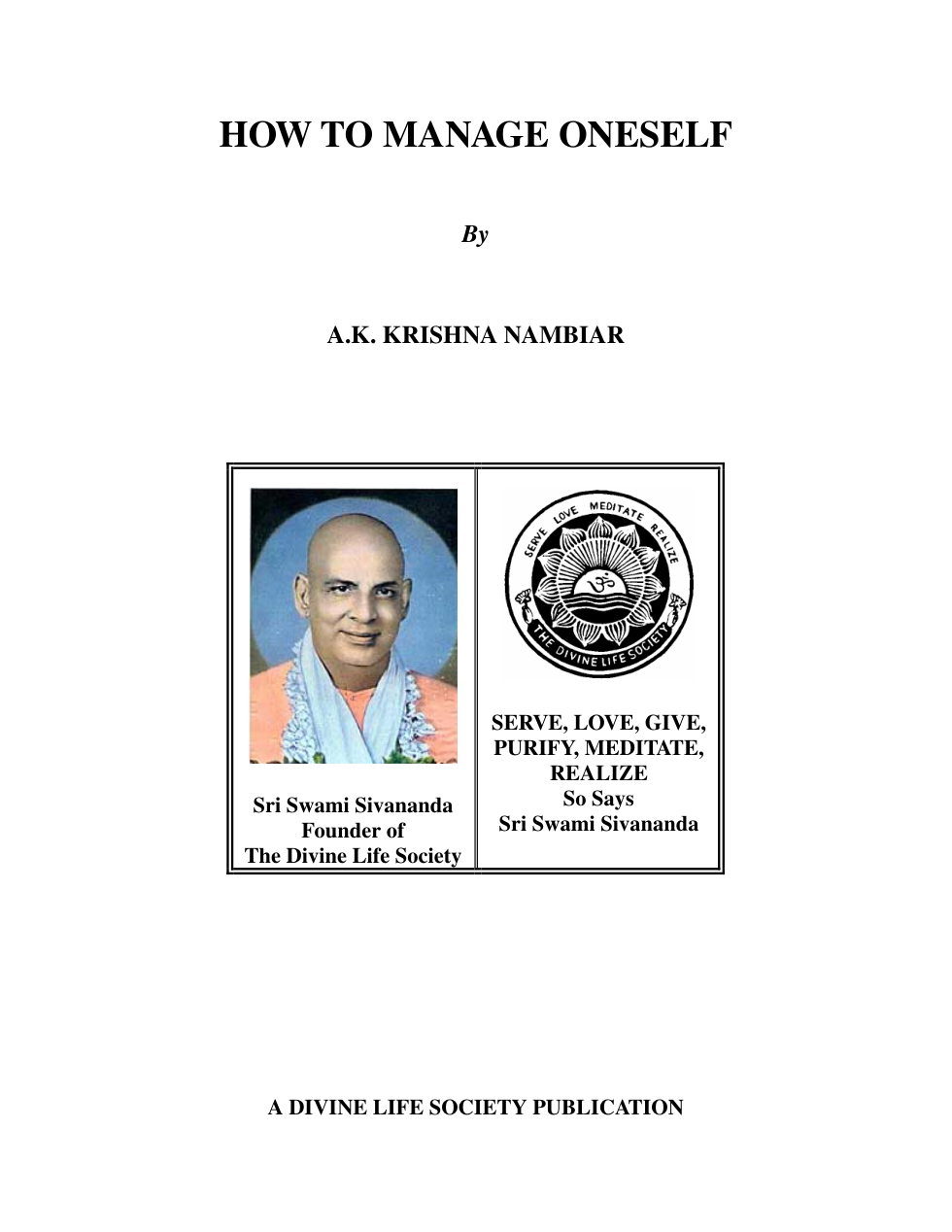How To Manage Oneself cover
