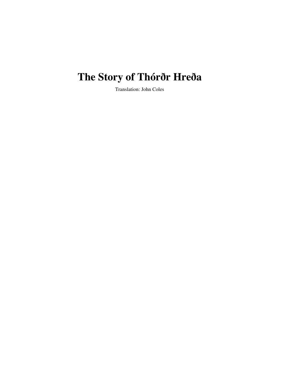 The Story of Thórðr Hreða cover