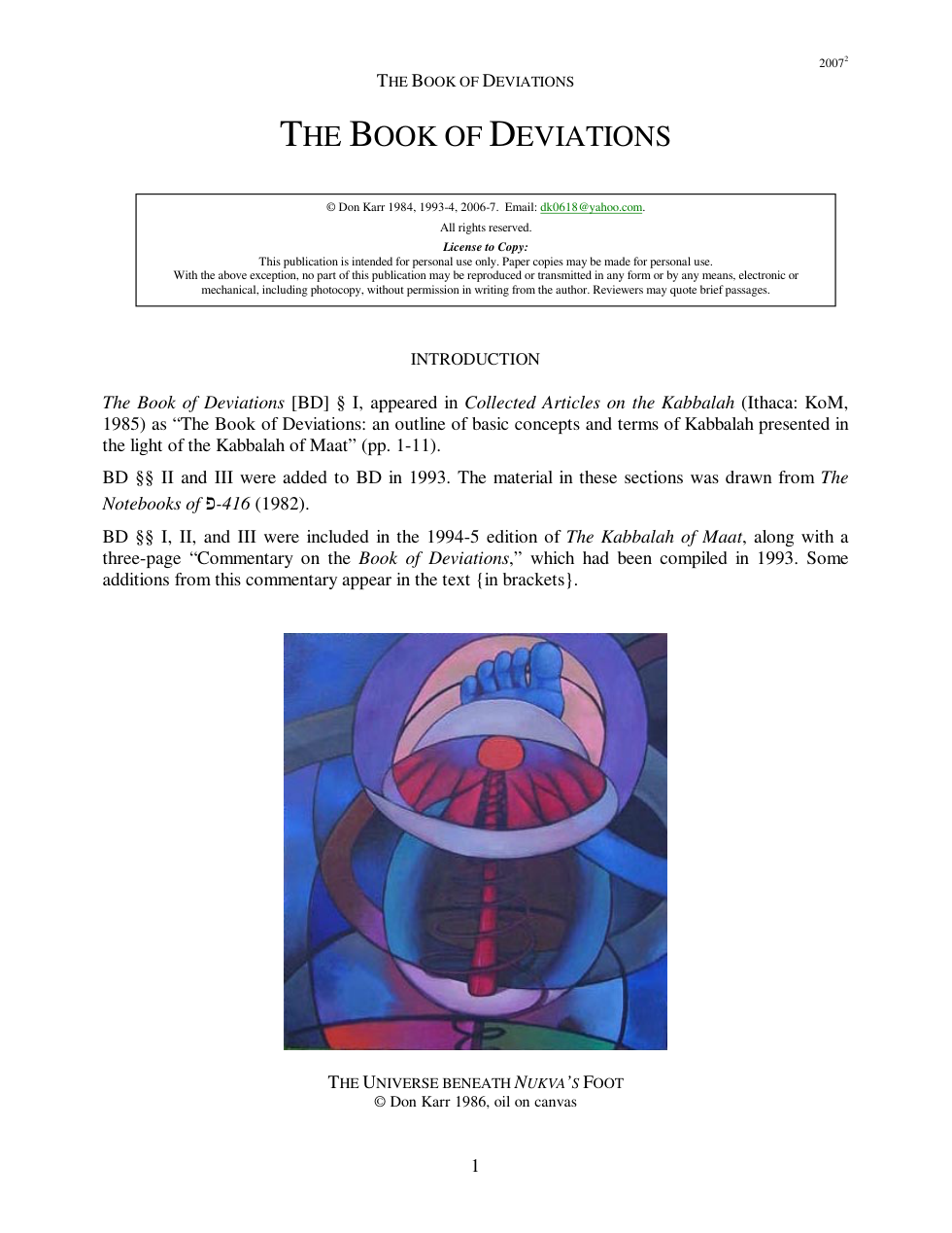 Kabbalah of Maat - Book of Deviations cover