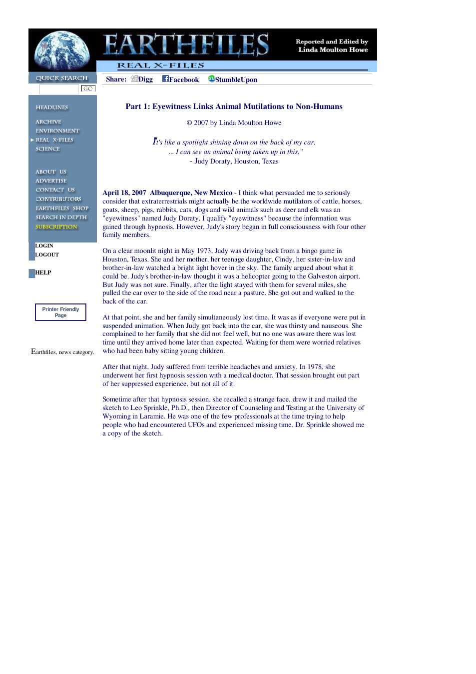 04 18 2007 Part 1 Eyewitness Links Animal Mutilations to Non-Humans cover