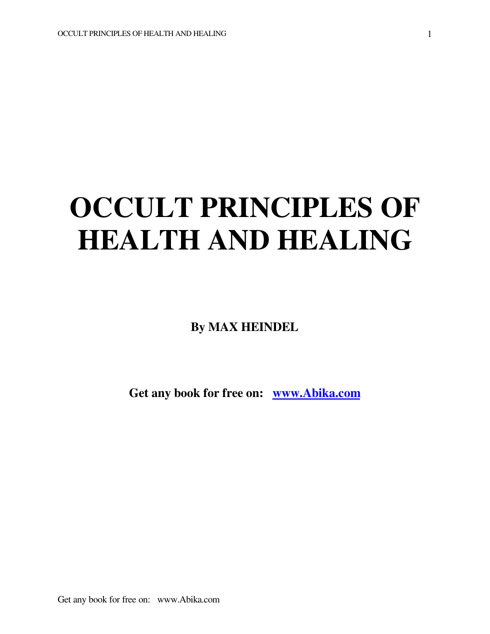 Occult Principles of Health and Healing cover