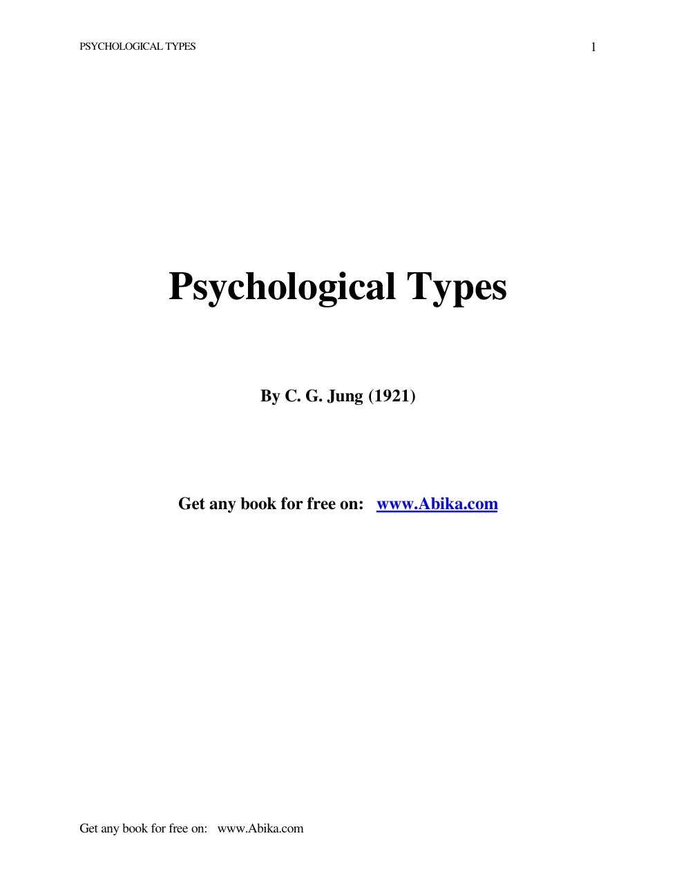 Jung, C. G. - The Psychological Types cover